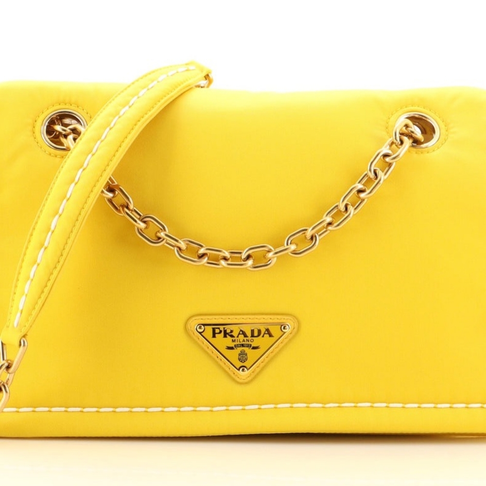 Prada Citron Yellow Nylon Bag New